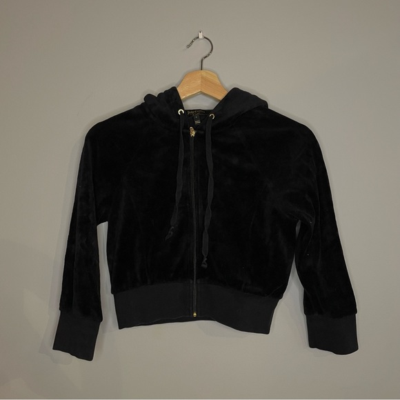 JUICY COUTURE Sparkly Back Cropped Hoodie Y2k - Picture 2 of 4